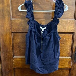 Shabby Chic Navy Ruffle Strap Tank Top